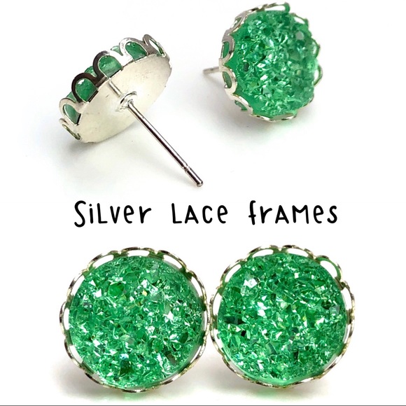 3 for 15🎀chunky mint Druzy style earrings - Picture 7 of 9